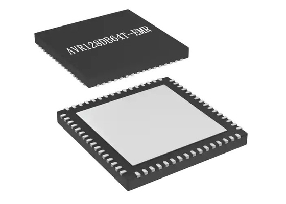 Montagem de superfície encaixada da baixa potência AVR128DB64T-E/MR 64-QFN de IC dos microcontroladores