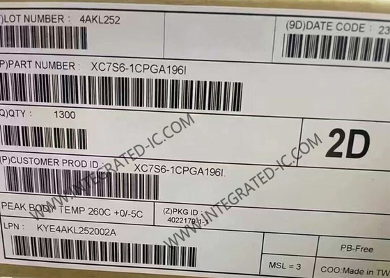 Arquivo de portão programável de campo XC7S6-1CPGA196I 100 I / O Spartan-7 Incorporado Arquivo de portão programável de campo IC 196-TFBGA