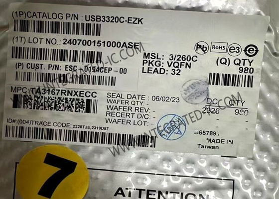 Chip de circuito integrado USB3320C-EZK Ultra-integrado Full Featured Hi-Speed USB 2.0 ULPI Transceiver