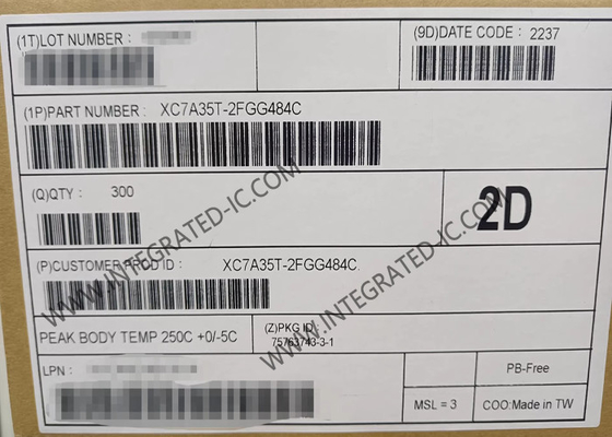 Field Programmable Gate Array XC7A35T-2FGG484C 6.6 Gb/s Artix-7 Field Programmable Gate Array IC 484-BBGA Mount de superfície