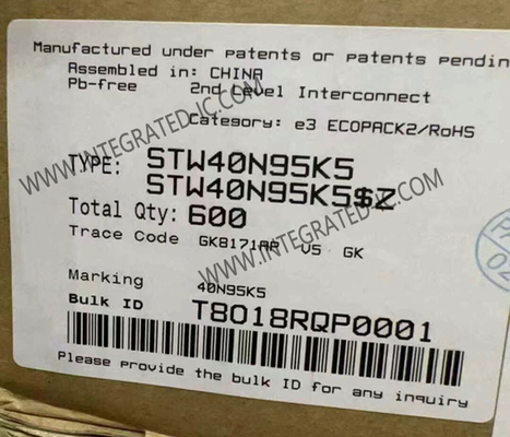 STW40N95K5 Chip de circuito integrado 950V MDmeshTM K5 Transistores MOSFET de potência de canal N