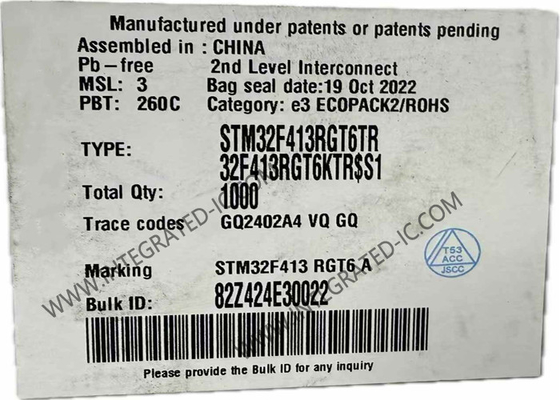O microcontrolador MCU STM32F413RGT6 encaixou o pacote dos microcontroladores 64-LQFP