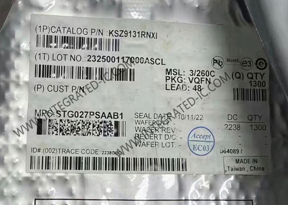 Montagem da superfície do pacote do transceptor 48-QFN da microplaqueta KSZ9131RNXI Gigabit Ethernet de IC