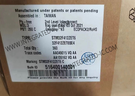 microcontrolador de superfície IC 144-LQFP da montagem STM32F412ZET6 do Único-núcleo de 32 bits