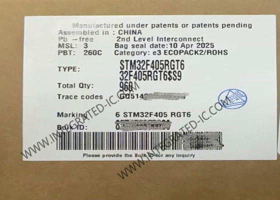 Microcontroladores de 32 bits IC 64-LQFP do Único-núcleo 168MHz do BRAÇO M4 de STM32F405RGT6 MCU