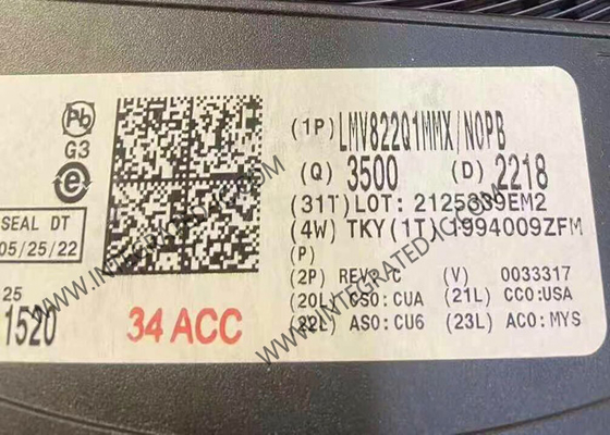 LMV822Q1MMX Chip de Circuito Integrado Automóvel Dual 5.5V 5.6MHz 40mA RRO Amplificador Operacional