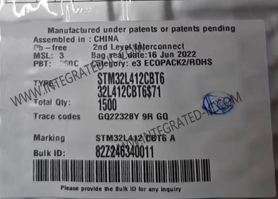 128KB microplaqueta instantânea LQFP48 do microcontrolador do microcontrolador MCU STM32L412CBT6 80MHz